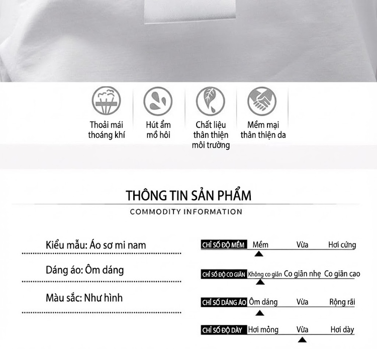 Áo Sơ Mi Nam Dài Tay Đính Đá Phong Cách Xuân Hè Màu Trắng chi tiết 5