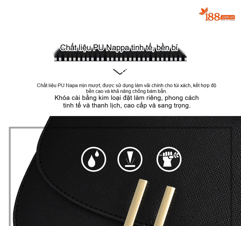 Túi Đeo Chéo Nữ Da Bóng Cao Cấp Màu Đen, Trắng chi tiết 5