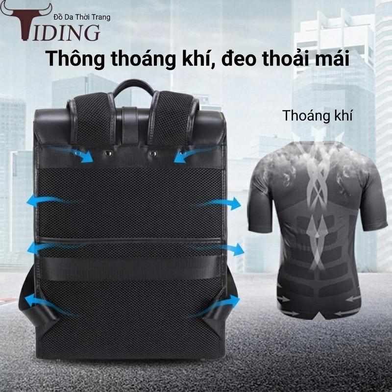 Balo da bò nam công sở đựng laptop 14 inch