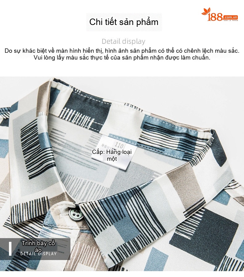 Áo Thun Cộc Tay Nam Lụa Tơ Tằm In Họa Tiết Trung Niên Dáng Rộng Màu Trắng, Xanh, Nâu, Đen... chi tiết 7