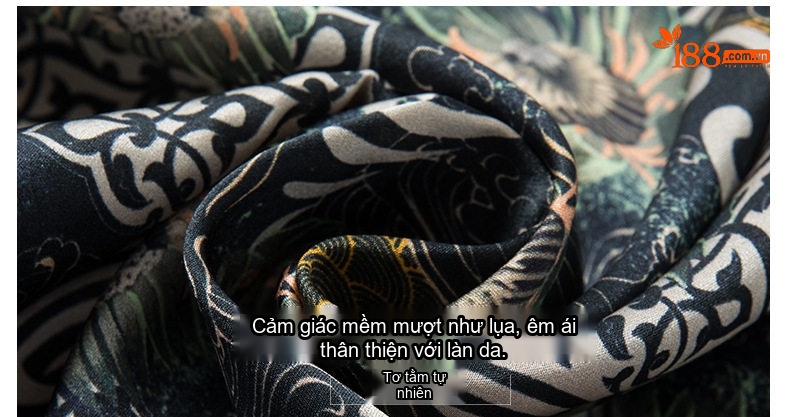 Áo Sơ Mi Nam Tay Ngắn In Họa Tiết Thời Trang Chất Liệu 桑蚕丝 Màu Đen, Trắng, Xanh... chi tiết 2