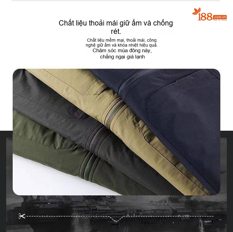 Áo Gile Nam Hai Mặt Lót Lông Dày Dặn Nhiều Túi Phong Cách Công Sở Màu Be, Xanh Rêu, Xám, Xanh Navy chi tiết 5