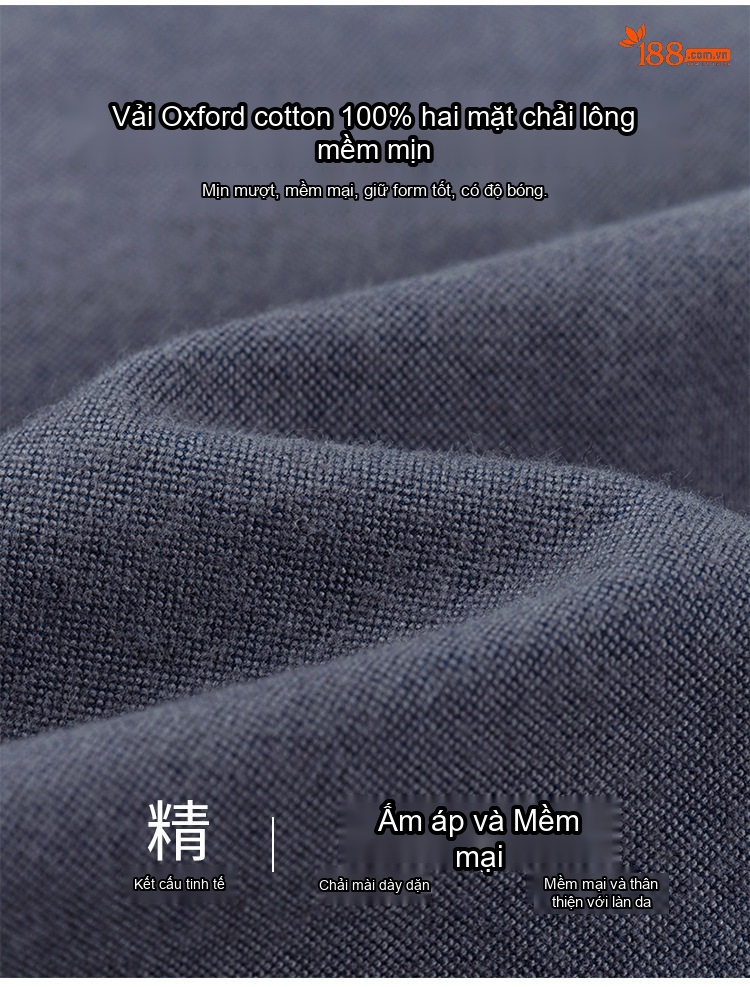 Áo Sơ Mi Tay Dài Nam Cotton Oxford Dáng Ôm Màu Trắng, Xanh Dương, Xám, Xanh Lá... chi tiết 4