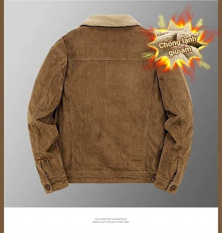 Áo Khoác Nam Cotton Lót Lông Cổ Bẻ Dáng Rộng Giữ Ấm Màu Xám, Nâu, Đen chi tiết 20