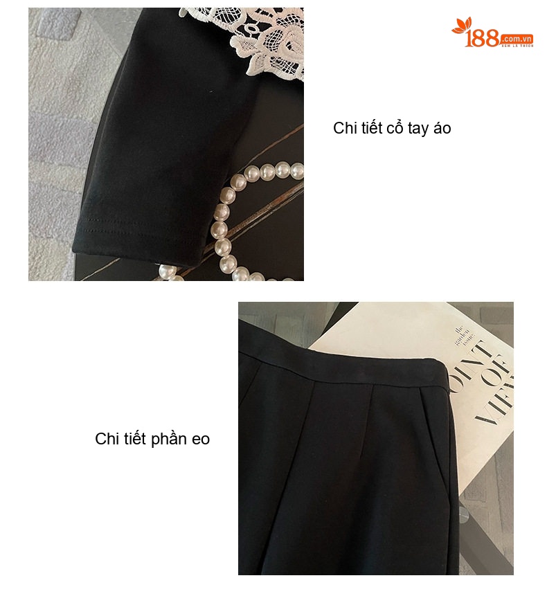 Set Bộ Quần Áo Dài Tay Thu Đông Phong Cách Tiểu Thư Thanh Lịch Màu Đen chi tiết 6