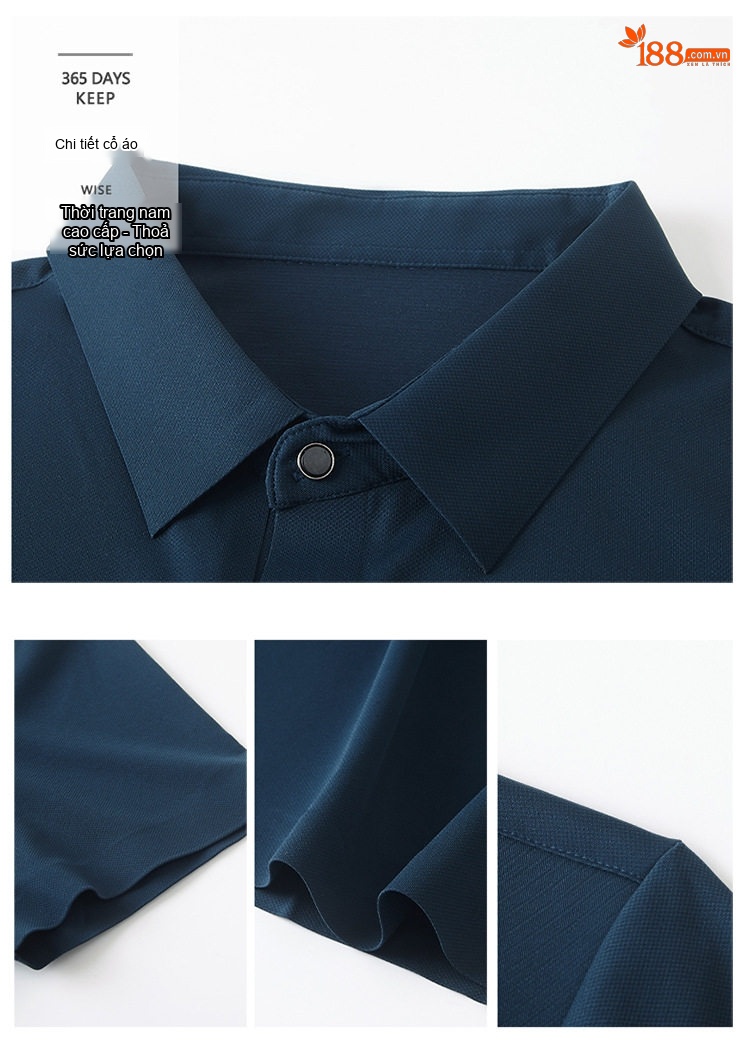 Áo Polo Nam Tay Ngắn Lụa Tằm Mùa Hè Form Rộng Màu Xanh Dương, Xanh Navy, Đỏ Rượu, Xám... chi tiết 8