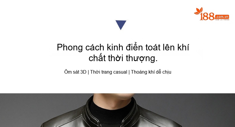 Áo Khoác Da Nam Da Bóng Cổ Trụ Lót Lông Dày Dặn Giữ Ấm Màu Đen chi tiết 1