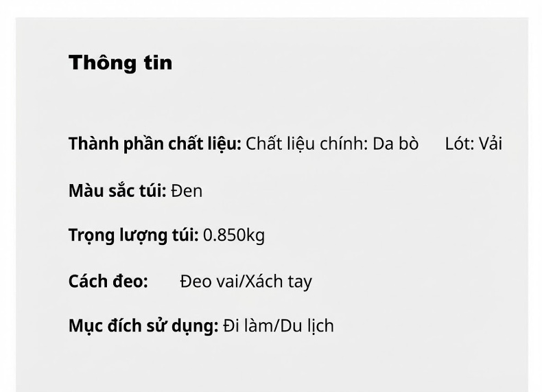 Túi Đeo Vai Nữ Da Bò Vân Cá Sấu Phong Cách Âu Mỹ Đựng Vừa A4 Màu Đen chi tiết 4
