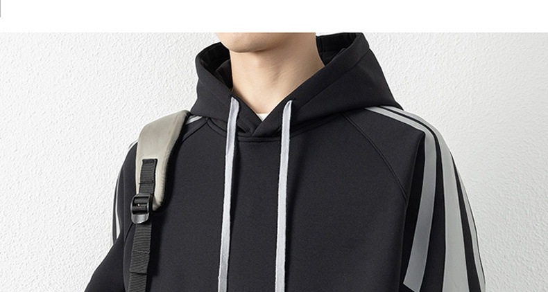 Áo Hoodie Nam Dáng Rộng Có Mũ Phong Cách Thể Thao Sọc Kẻ chi tiết 19