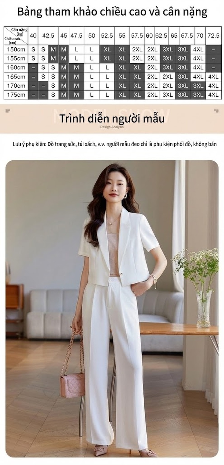 Áo Blazer Nữ Tay Ngắn Dáng Croptop Phong Cách Công Sở Màu Be, Đen, Trắng chi tiết 11
