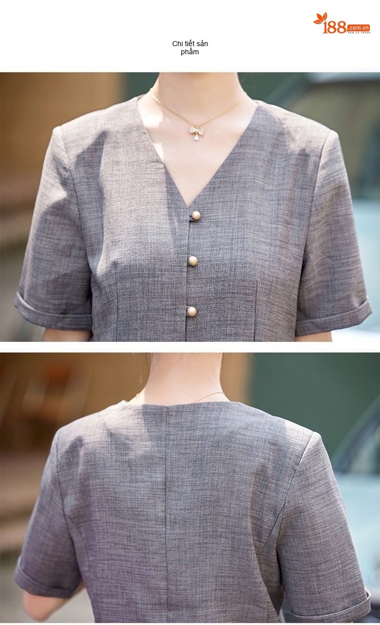 Bộ Quần Áo Nữ Cotton Linen Thiết Kế Áo Vest Tay Ngắn Quần Ống Rộng Phong Cách Thanh Lịch Màu Be, Xám chi tiết 29