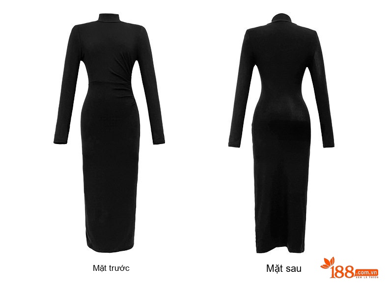 Đầm Dài Nữ Ôm Body Dệt Kim Co Giãn Lót Lông Giữ Nhiệt Màu Đen, Nâu, Tím, Be... chi tiết 9