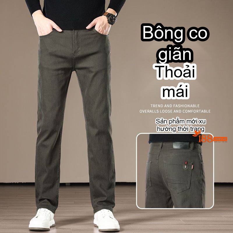 Quần Jean Nam Cotton Màu Trơn Dáng Ôm Vừa Vặn Co Giãn Tốt Màu Xám