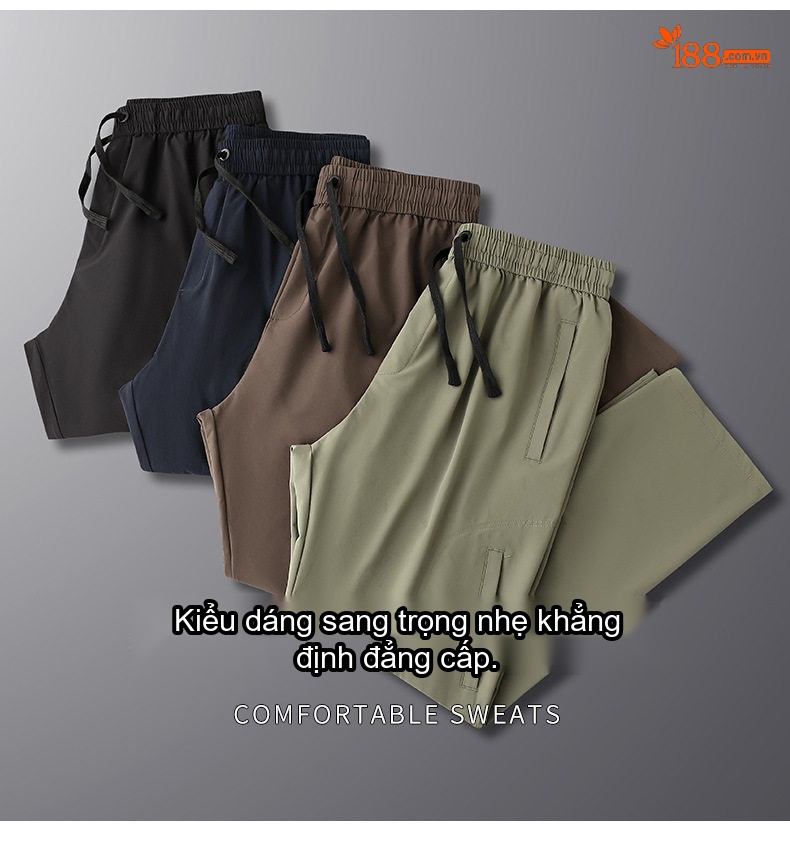 Quần Dài Nam Ống Suông Mỏng Mát Co Giãn Lưng Cao Dáng Rộng Màu Đen, Xanh Navy, Xanh Rêu, Nâu chi tiết 7