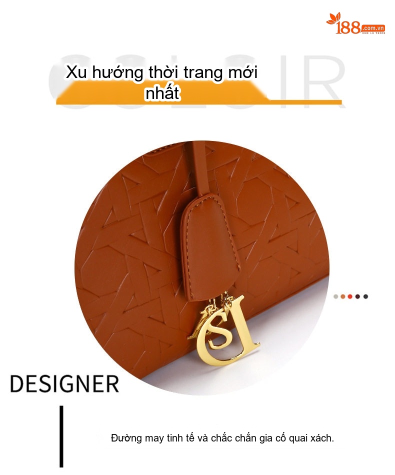 Túi Xách Nữ Đeo Vai, Đeo Chéo, Xách Tay Bộ 3 Chiếc Phong Cách Thời Trang Màu Be, Đen, Nâu, Cam chi tiết 14
