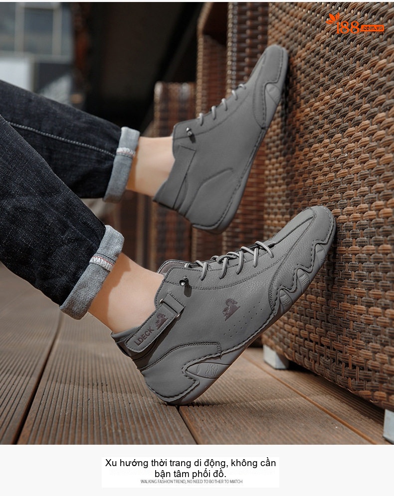Giày Boot Martin Nam Cổ Cao Da Mờ Chiều Cao Đế Khoảng 3cm Màu Be, Nâu, Xám, Đen chi tiết 23