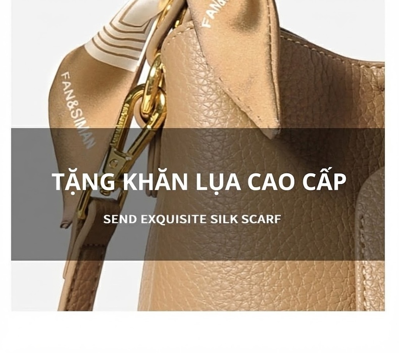 Túi Đeo Chéo Nữ Da Mờ Dáng Xô Túi Xách Tay Đeo Vai Phong Cách Hàn Quốc Màu Trắng Kem chi tiết 9