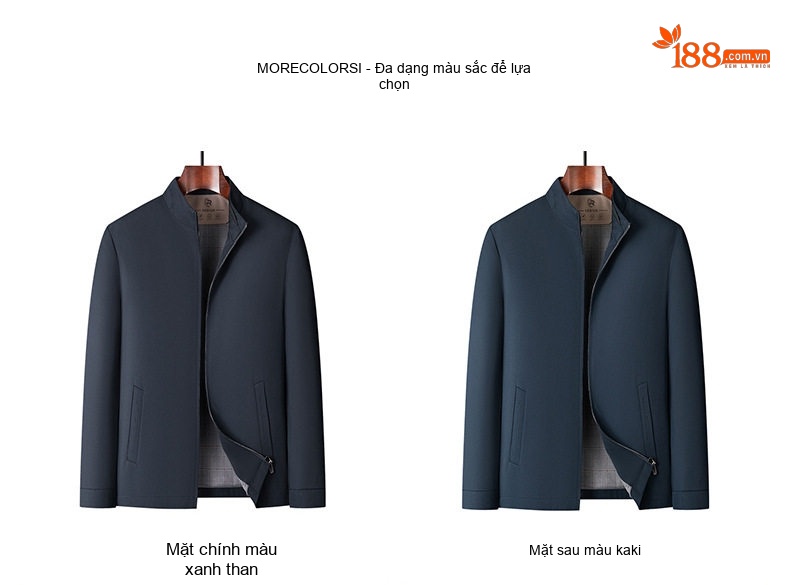 Áo Khoác Nam Cổ Trụ Mỏng Nhẹ Kiểu Dáng Ngắn Màu Xanh Navy chi tiết 10