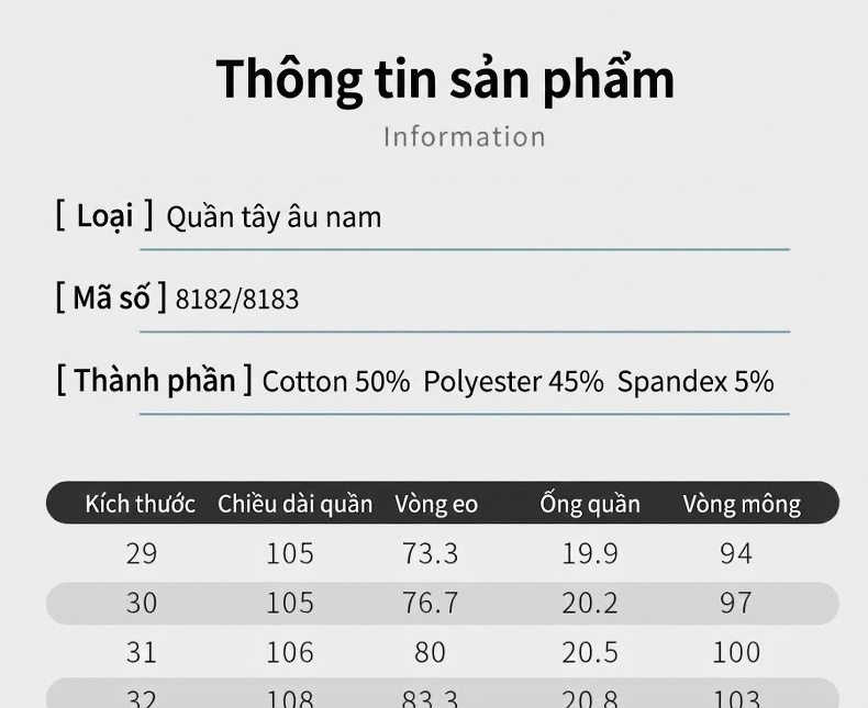 Quần Âu Nam Wool Dáng Suông Chống Nhăn Không Cần Là Màu Đen, Xanh Navy chi tiết 7