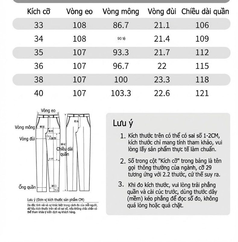 Quần Âu Nam Wool Dáng Suông Chống Nhăn Không Cần Là Màu Đen, Xanh Navy chi tiết 8