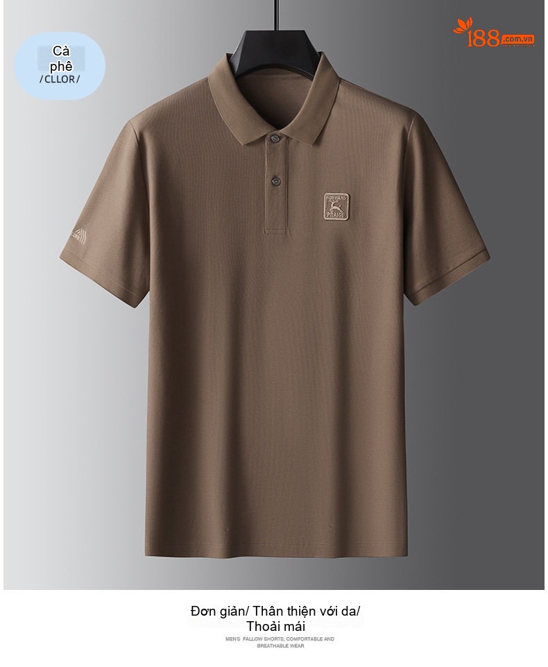Áo Thun Polo Nam Cotton Tay Ngắn Form Rộng Cổ Bẻ Màu Xám, Nâu, Đen, Xanh Navy... chi tiết 17
