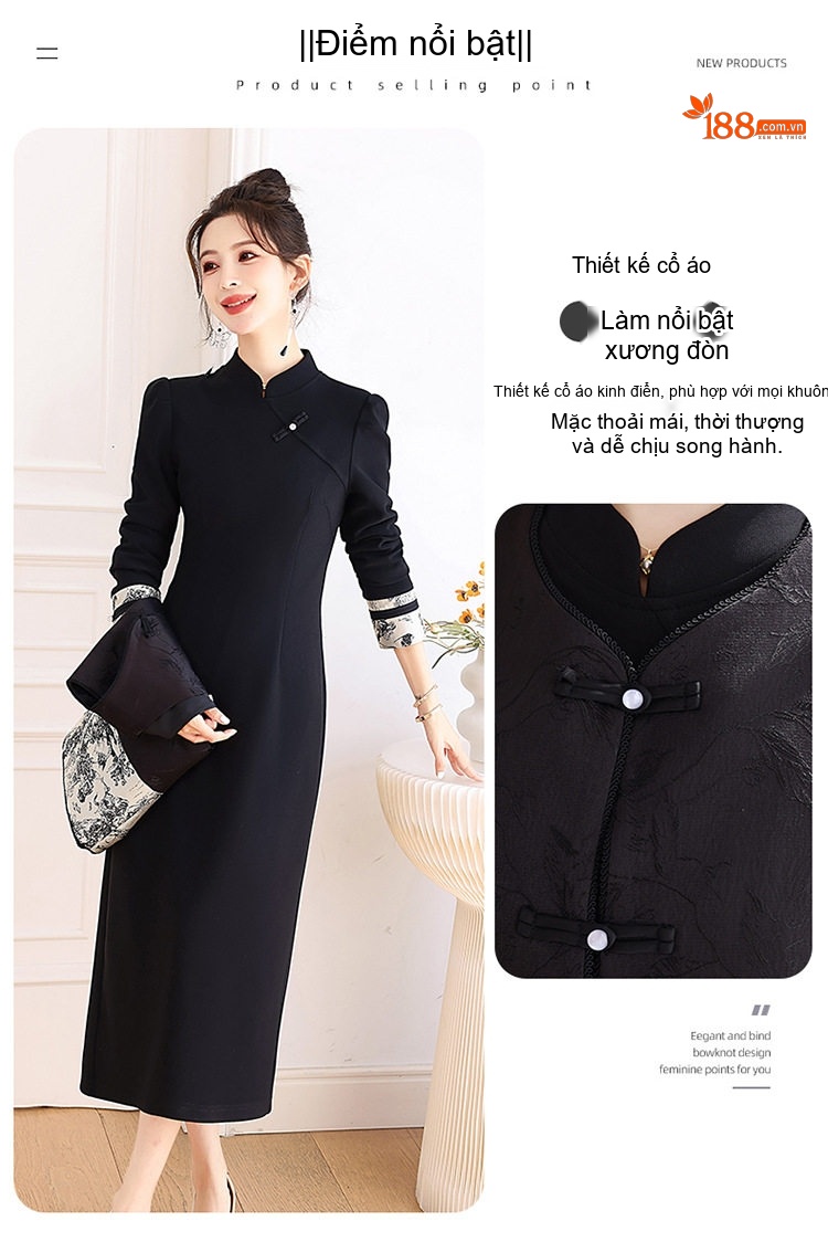 Set Áo Khoác và Chân Váy Dáng Ôm Họa Tiết Thêu Thanh Lịch Màu Đen chi tiết 7