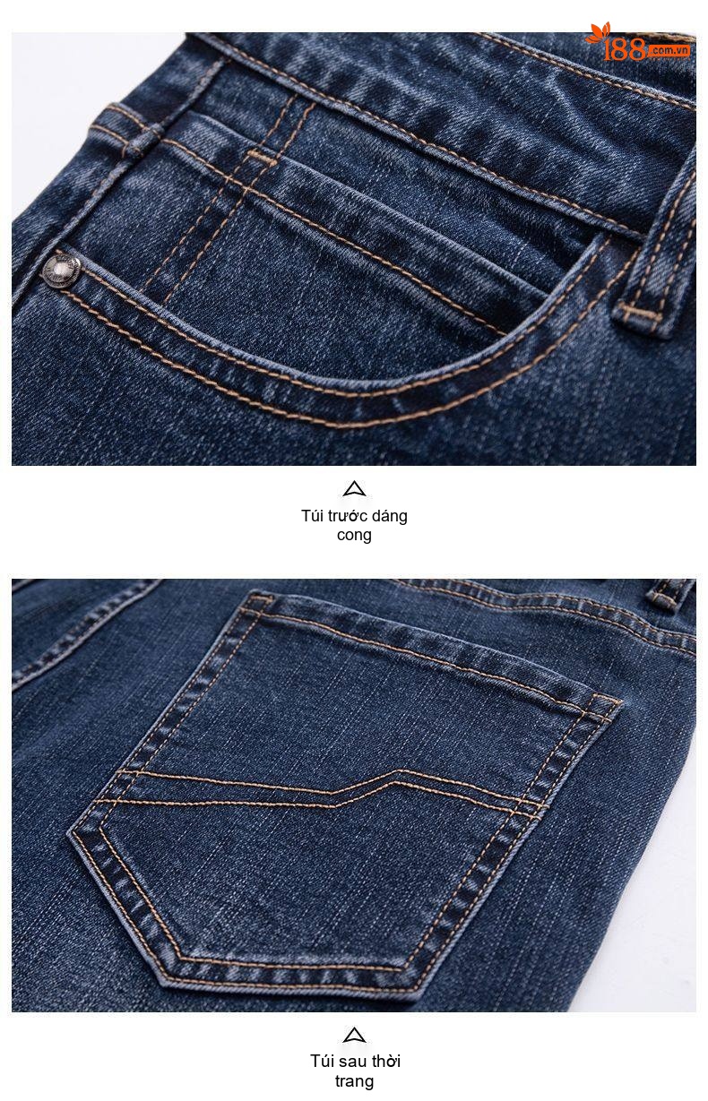 Quần Jean Nam Ống Đứng Cotton Dáng Rộng Co Giãn Thoải Mái Màu Xanh, Đen chi tiết 23