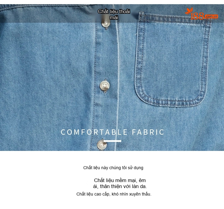 Áo Sơ Mi Nữ Tay Dài Cotton Thiết Kế Mới Phong Cách Pháp Màu Xanh Dương chi tiết 15