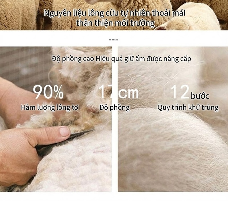Áo Khoác Dạ Nam Hai Mặt Lông Cừu Dáng Dài Vừa Có Lót Lông Vũ Màu Đen, Xám, Xanh Navy chi tiết 5