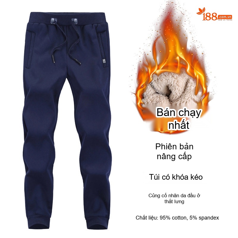 Quần thể thao nam lót lông cừu non dày dặn giữ ấm mùa đông