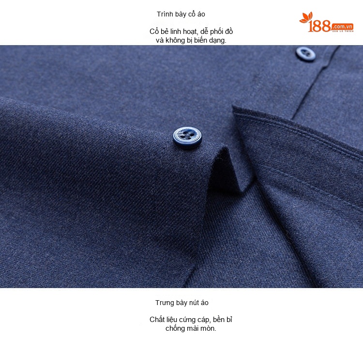 Áo Sơ Mi Nam Tay Dài Cotton Mài Lông Màu Xám, Đỏ, Xanh Dương, Xanh Lá... chi tiết 14