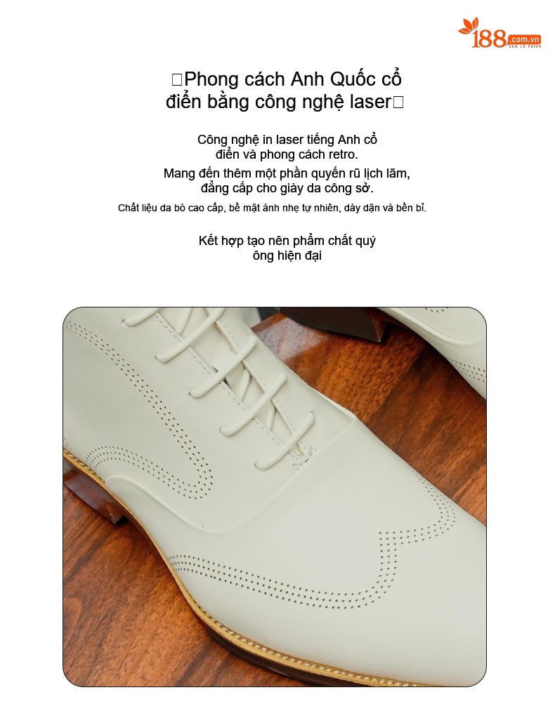 Giày Martin Cổ Cao Nam Da Bò Công Sở Chiều Cao Đế Khoảng 3cm Màu Trắng chi tiết 3