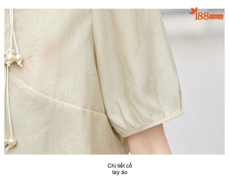 Set Bộ Áo và Chân Váy Nữ Phong Cách Trung Hoa Cách Tân Thanh Lịch Màu Hồng, Be chi tiết 33