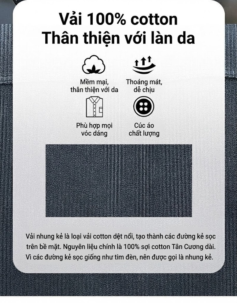 Áo Sơ Mi Nam Cotton Dài Tay Thu Đông Phong Cách Casual Màu Đen, Nâu, Xám, Xanh... chi tiết 2