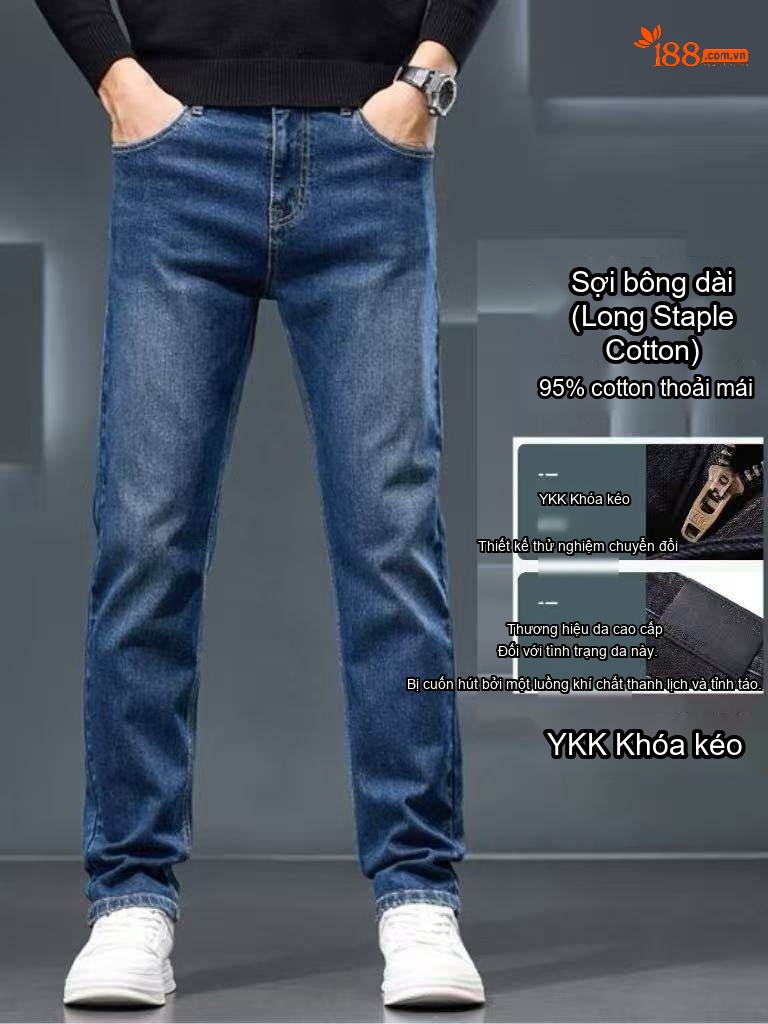 Quần Jean Nam Ống Đứng Cotton Co Giãn Cao Cấp Màu Xám, Xanh Đậm, Xanh Nhạt, Xanh...