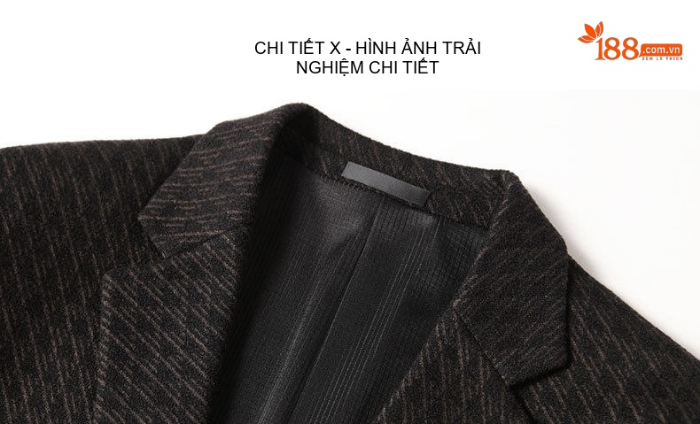 Áo Vest Nam Wool Kẻ Caro Một Hàng Khuy Phong Cách Lịch Lãm Màu Đen chi tiết 10