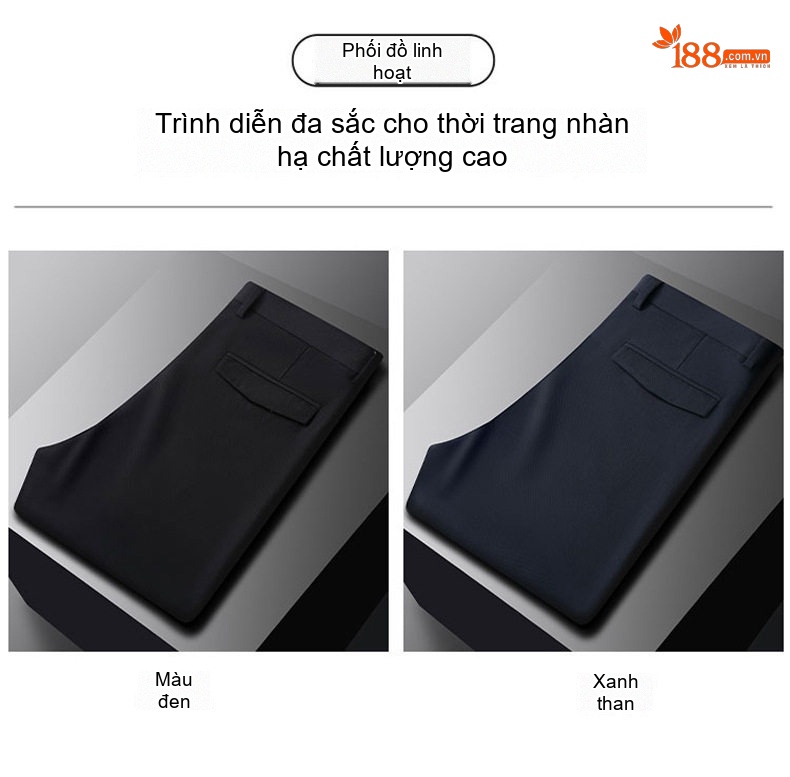 Quần Tây Nam Ống Côn Dáng Dài Mỏng Nhẹ Màu Đen, Xám, Xanh Navy chi tiết 2