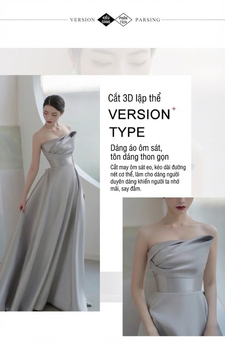 Váy Dạ Hội Dáng Dài Lụa Satin Hở Vai Cao Cấp Cho Nữ Màu Xám chi tiết 3