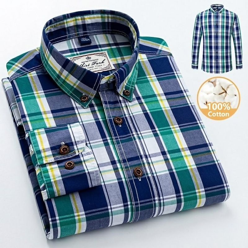 Áo Sơ Mi Tay Dài Nam Cotton Kẻ Caro Thời Trang Công Sở Hàng Ngày Màu Xanh, Đen, Đỏ, Xám...