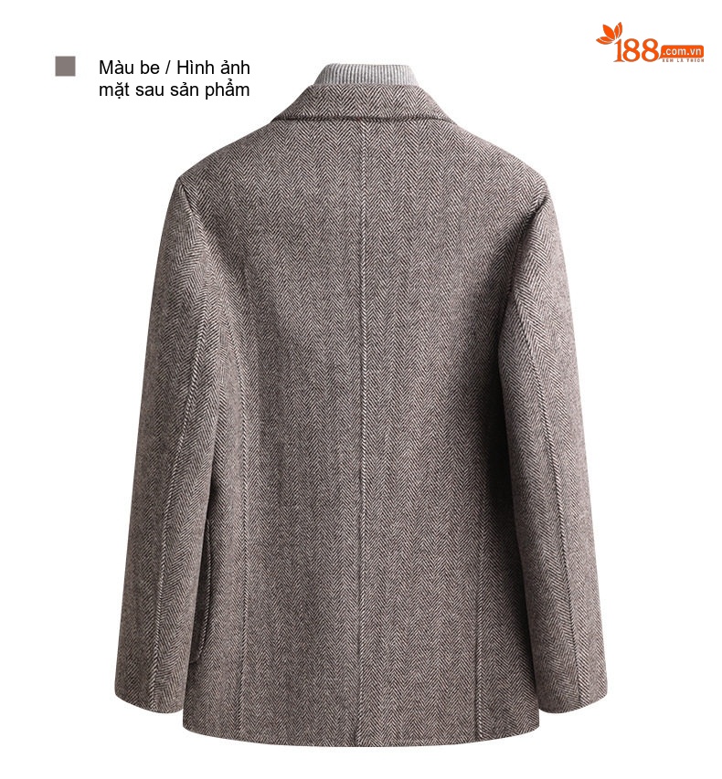 Áo Vest Nam Hai Mặt Thu Đông Thủ Công Lông Cừu Họa Tiết Xương Cá Size Lớn Màu Xám, Nâu chi tiết 32