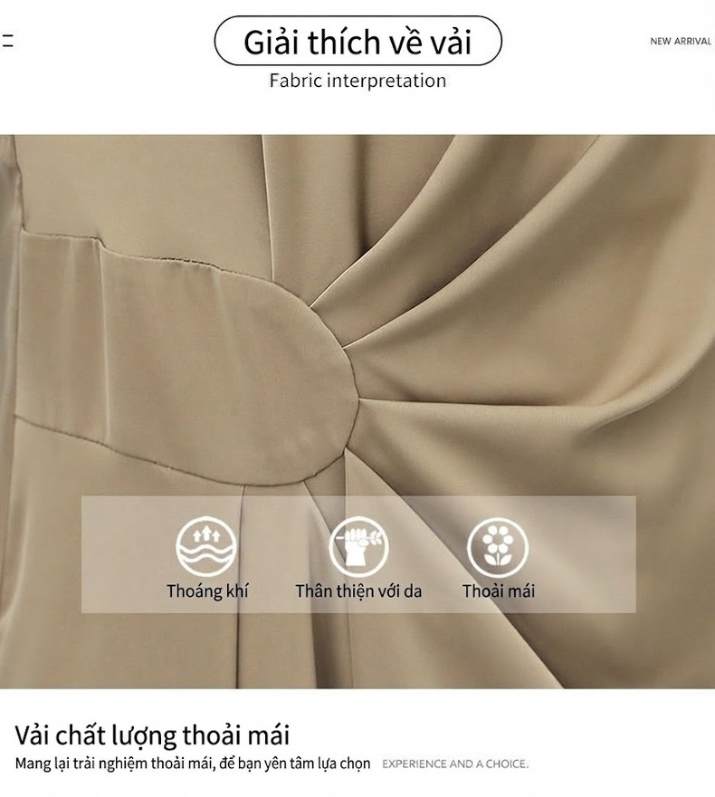 Váy liền thân Nữ Dáng Ôm Eo Phong Cách Pháp Thanh Lịch Màu Xanh, Nâu, Xanh Lá, Hồng... chi tiết 6