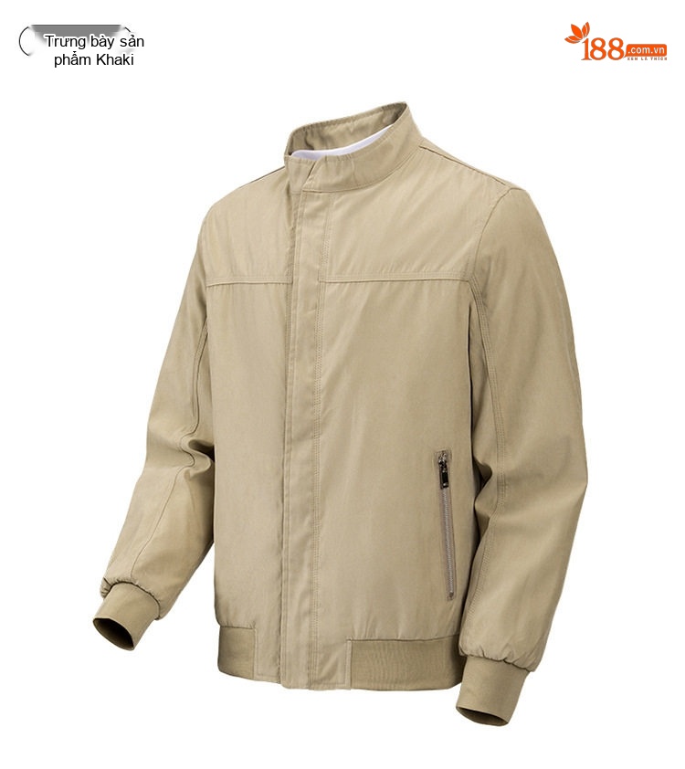 Áo Khoác Bomber Nam Cổ Trụ Dáng Rộng Màu Xám, Vàng Be, Đen chi tiết 9
