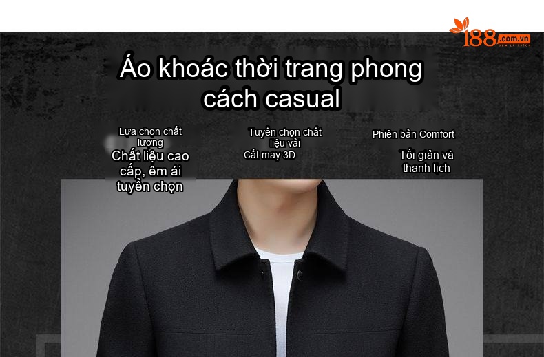 Áo Khoác Bomber Nam Trung Niên Thu Đông Chất Liệu Lông Cừu Hai Mặt Màu Đen, Xám chi tiết 1