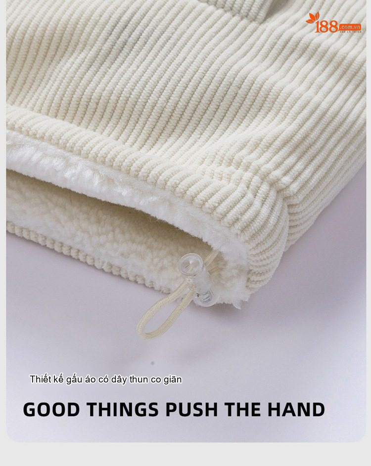 Áo Khoác Cotton Lót Lông Cừu Non Có Mũ Trùm Đầu Dáng Rộng Nam Nữ Màu Đen, Xanh, Tím, Kem... chi tiết 11