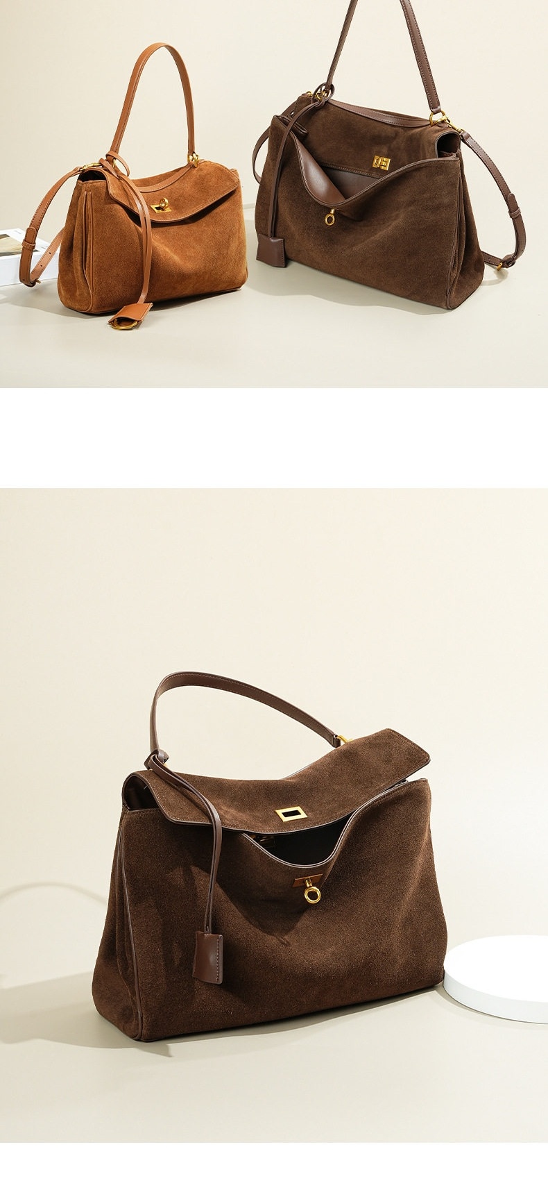 Túi Rodeo Nữ Da Bò Mờ Kelly Tote Bag Dung Tích Lớn Đeo Vai Xách Tay chi tiết 18