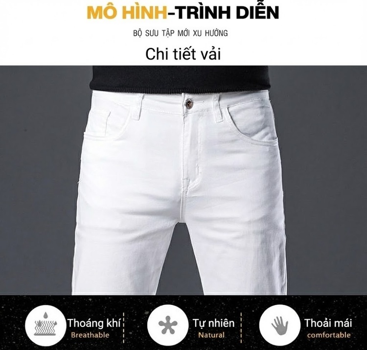 Quần Dài Nam Cotton Ống Đứng Dáng Rộng Thoải Mái Màu Trắng, Đen, Xám chi tiết 33