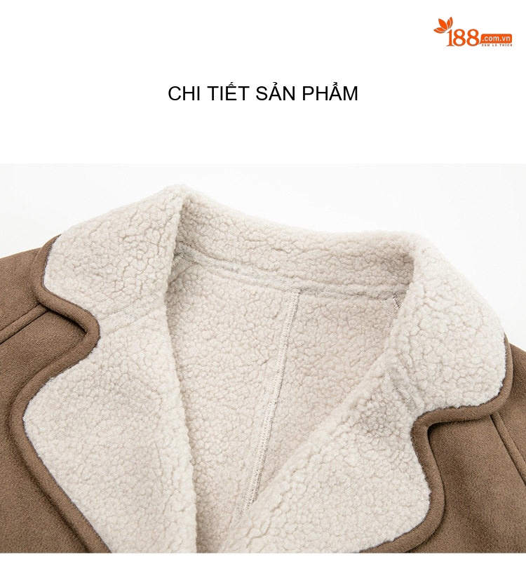 Áo Khoác Nữ Da Lộn Lông Cừu Non Dày Dặn Giữ Ấm Phong Cách Thời Trang Màu Nâu chi tiết 12