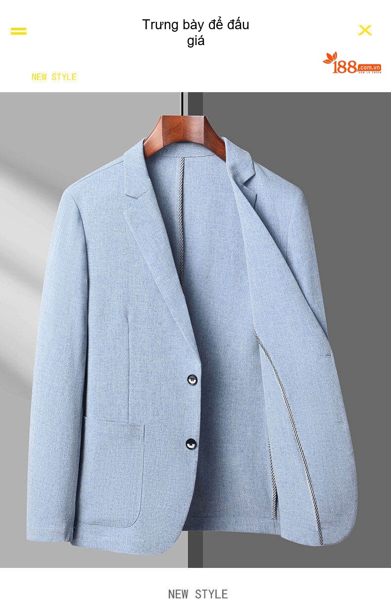Áo Vest Blazer Nam Mỏng Nhẹ Phong Cách Hàn Quốc Màu Xám, Xanh chi tiết 7