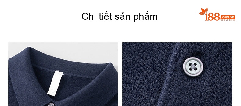 Áo Polo Nam Dệt Kim Cổ Bẻ Dài Tay Giữ Ấm Màu Xám, Xanh Navy, Cam, Đen... chi tiết 5