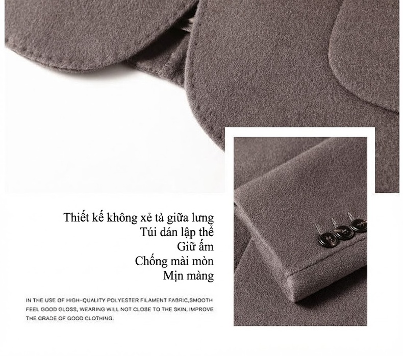 Áo Vest Nam Dáng Ôm Thu Đông Lông Cừu Cao Cấp Lót Lông Ngỗng Tháo Rời Màu Nâu, Đen chi tiết 7